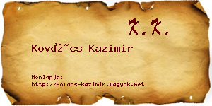 Kovács Kazimir névjegykártya